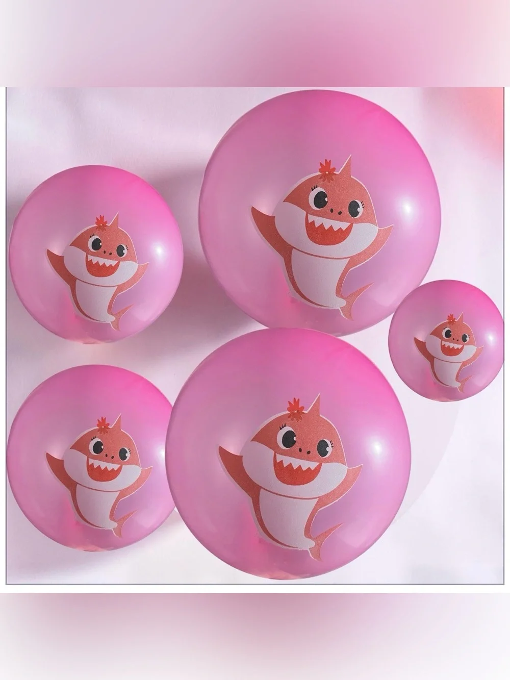 Pink Baby Shark Foil Balloon 11 Pc Bundle Cute Party Decorations